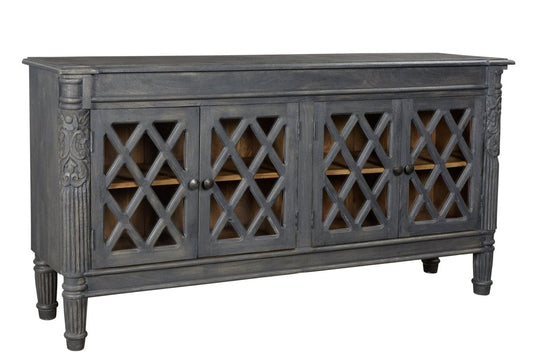 Smoke Grey Jaipur Buffet with 4 glass doors - Rustic Furniture Outlet