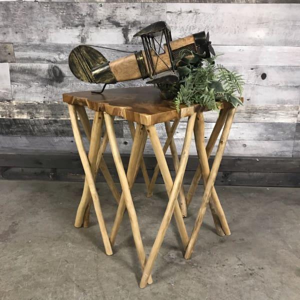 Square Teak side table I * FINAL SALE AS IS* - Rustic Furniture Outlet