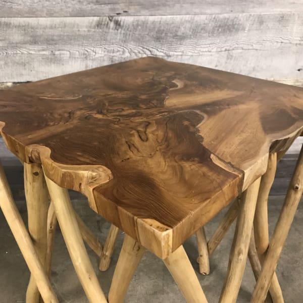 Square Teak side table I * FINAL SALE AS IS* - Rustic Furniture Outlet