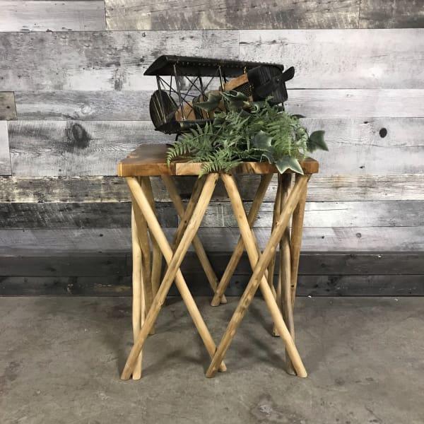 Square Teak side table I * FINAL SALE AS IS* - Rustic Furniture Outlet