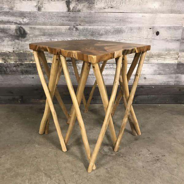 Square Teak side table I * FINAL SALE AS IS* - Rustic Furniture Outlet