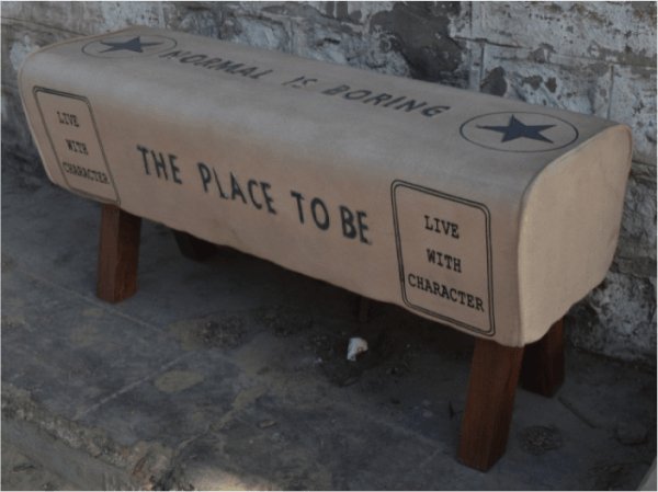 THE PLACE TO BE CANVAS BENCH - Rustic Furniture Outlet