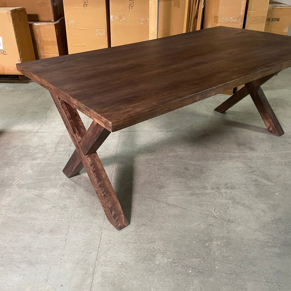 Winchester 75 inch Mango wood Dining Table X legs - Rustic Furniture Outlet