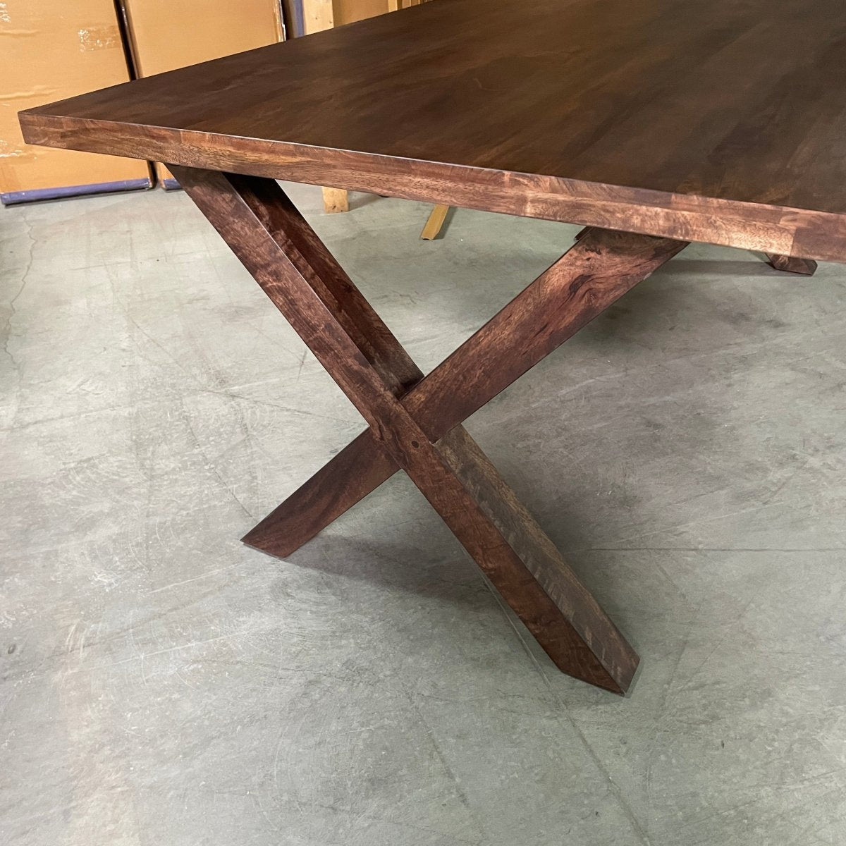 Winchester 75 inch Mango wood Dining Table X legs - Rustic Furniture Outlet