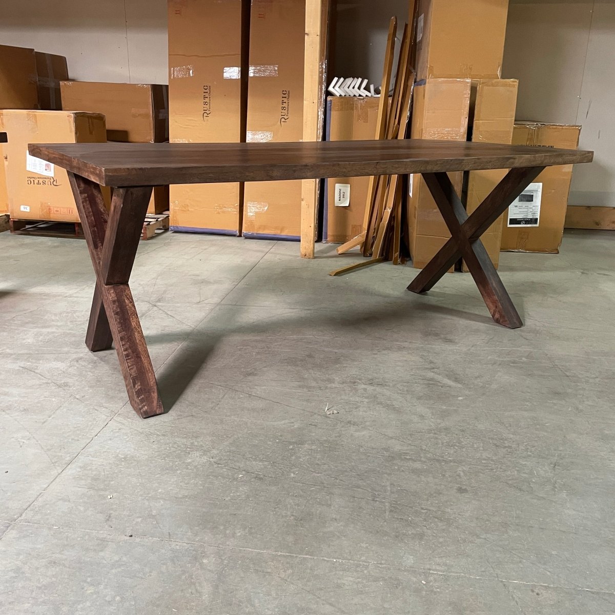 Winchester 75 inch Mango wood Dining Table X legs - Rustic Furniture Outlet