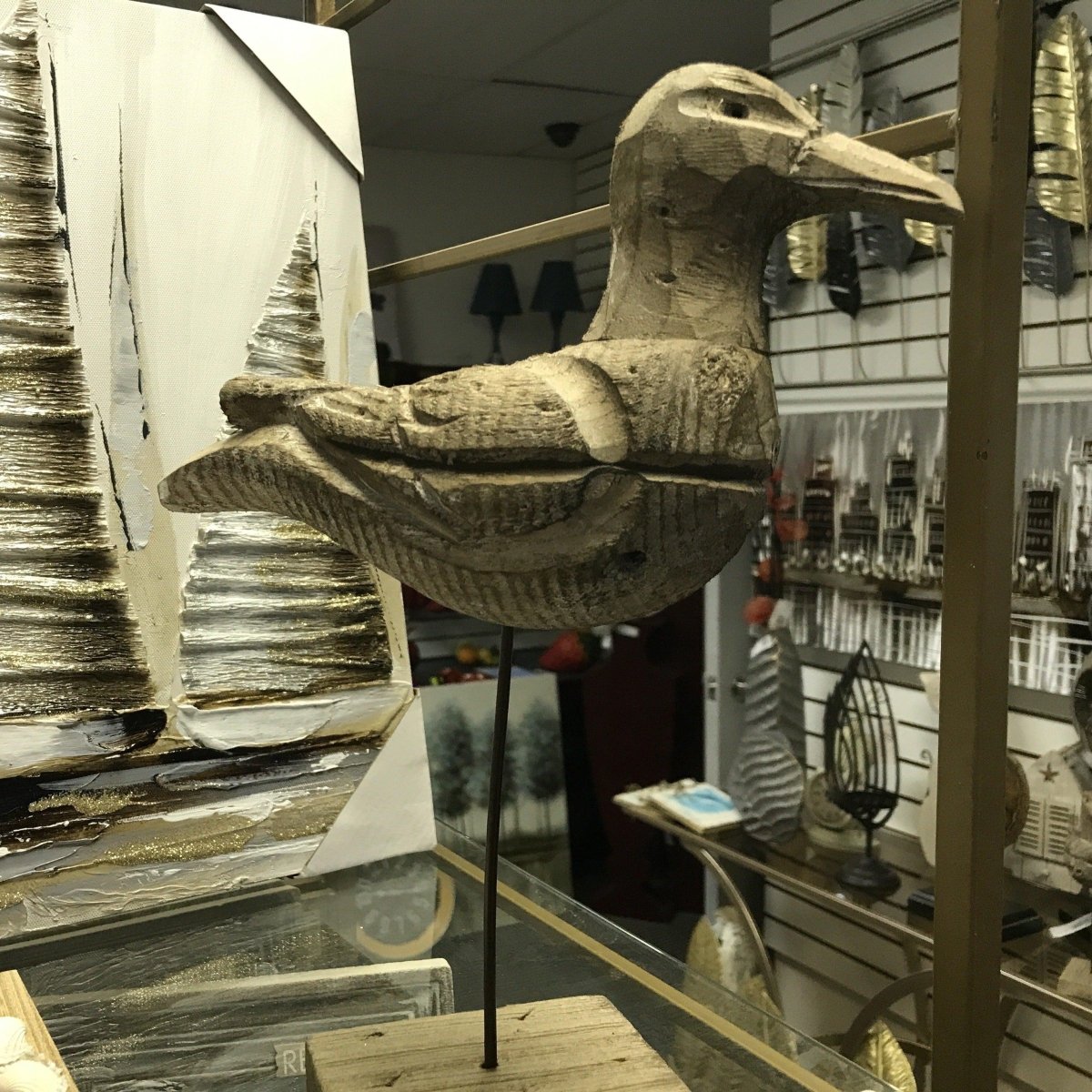 WOOD SEAGULL ON STAND II - Rustic Furniture Outlet