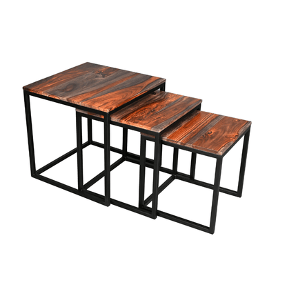 Zen industrial nesting rosewood end tables - Rustic Furniture Outlet