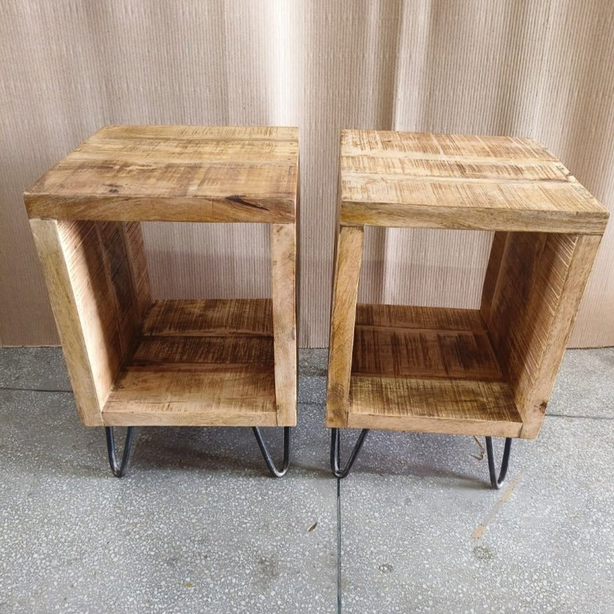 Brayden textured mango wood end table - Rustic Furniture Outlet