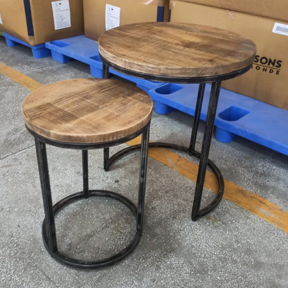 Dachi Round set of two nesting tables - Rustic Furniture Outlet