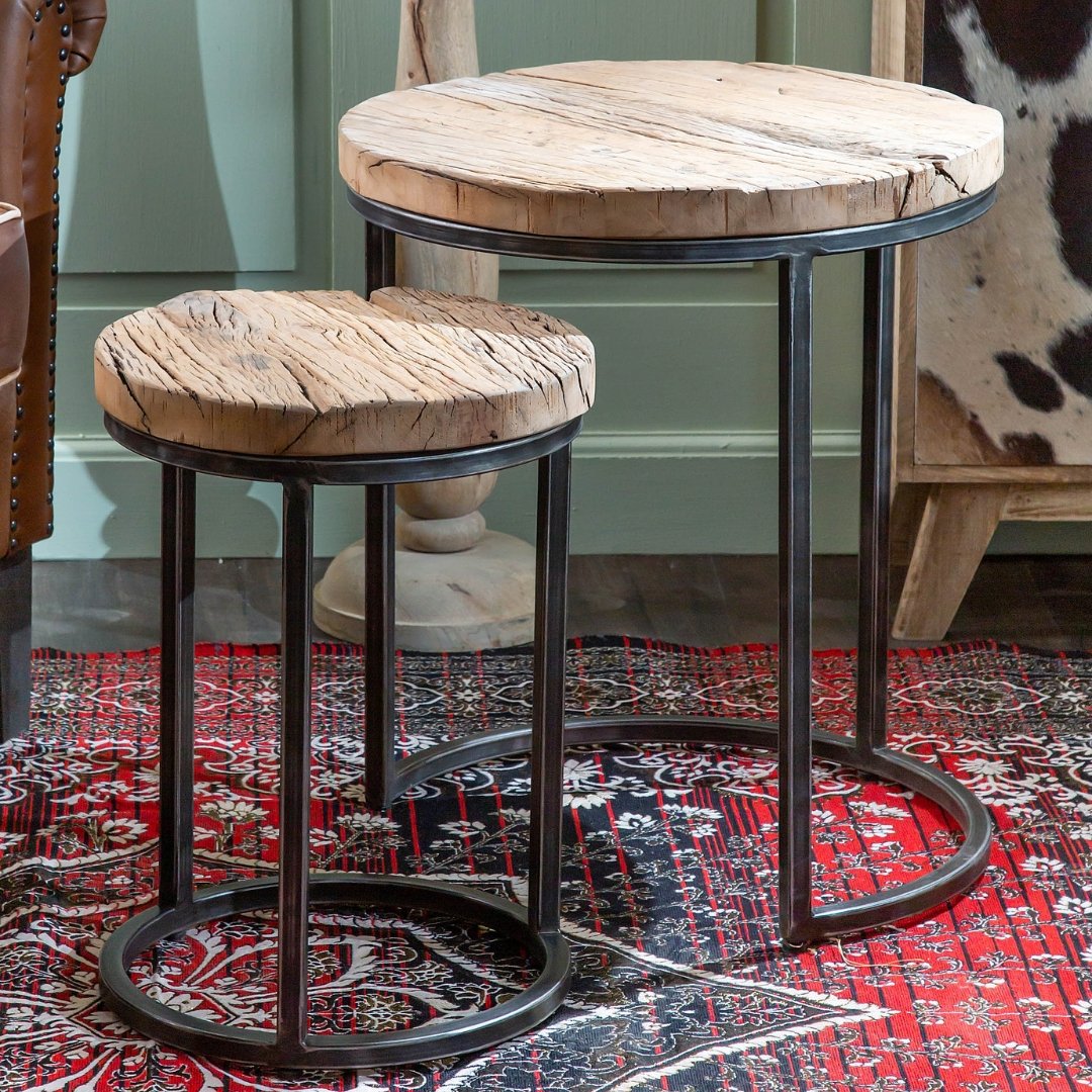 Dachi Round set of two nesting tables - Rustic Furniture Outlet