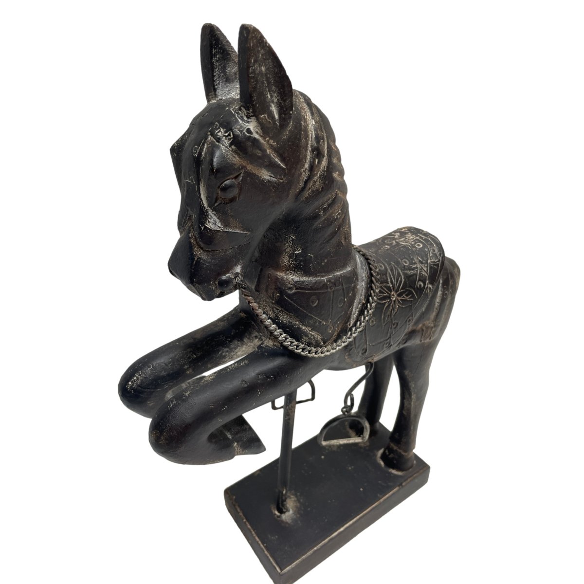 Decorative Mango Wood Horse on Stand - Rustic Furniture Outlet