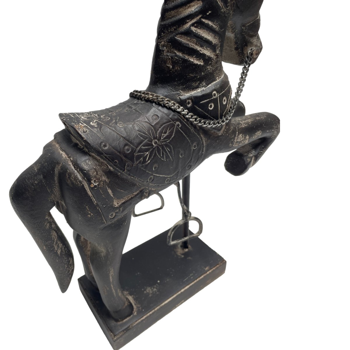 Decorative Mango Wood Horse on Stand - Rustic Furniture Outlet