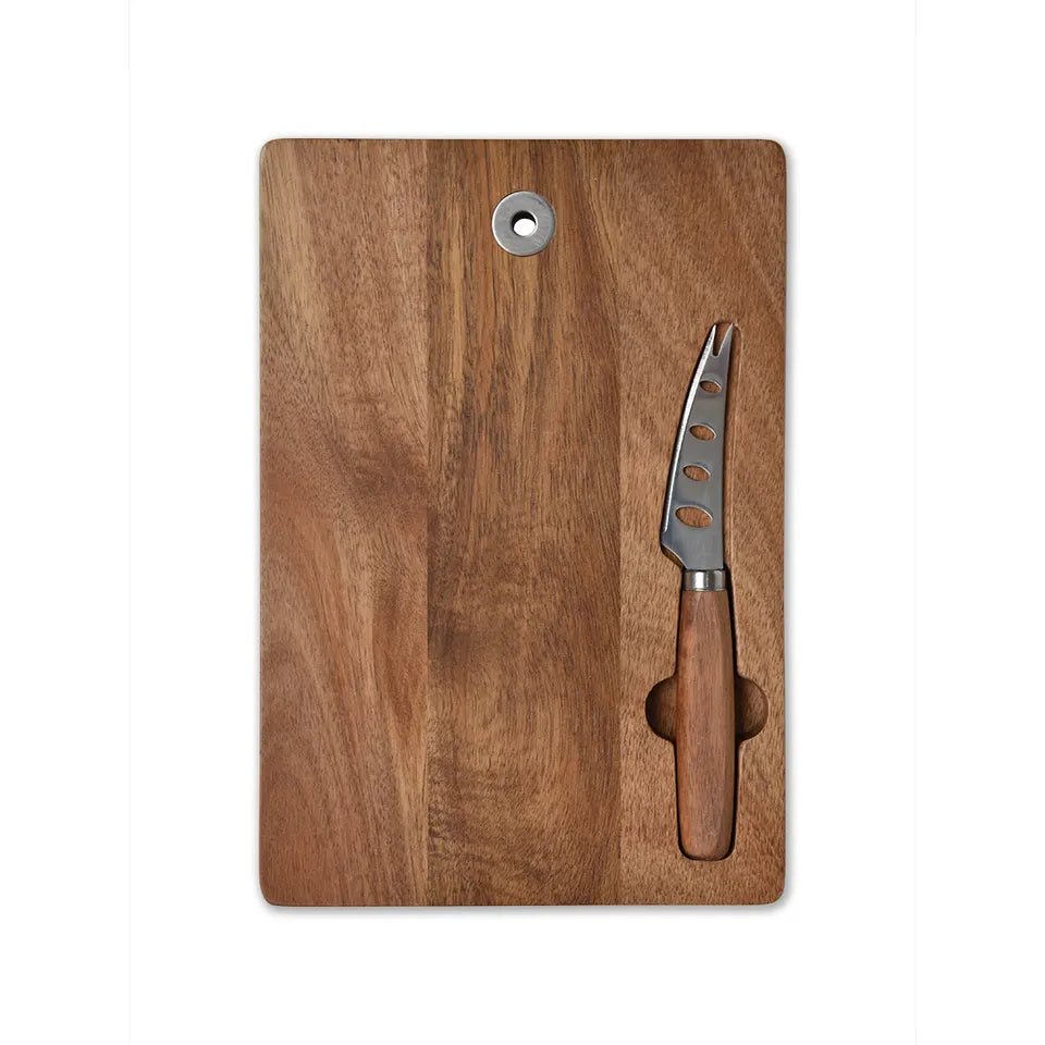 Hanging Acacia Wood Cheese or Charcuterie Board and Knife Set - Rustic Furniture Outlet