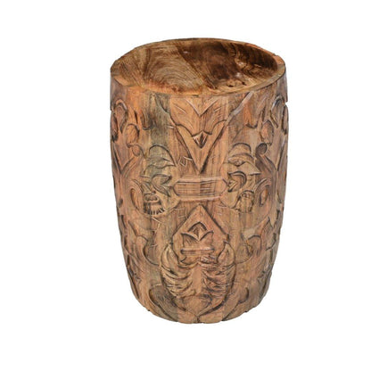 Jungle Mango wood Drum End Table - Rustic Furniture Outlet