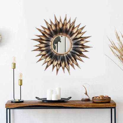 Kaven Round Brass Wall Mirror - Rustic Furniture Outlet