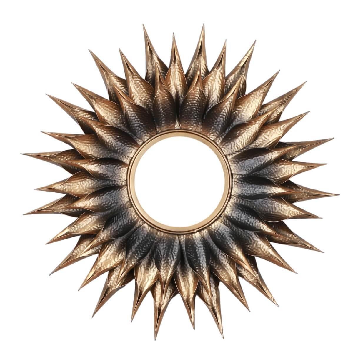 Kaven Round Brass Wall Mirror - Rustic Furniture Outlet