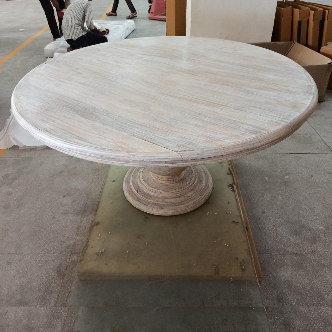 60 inch Knolls Round Pedestal Mango Wood Dining Table