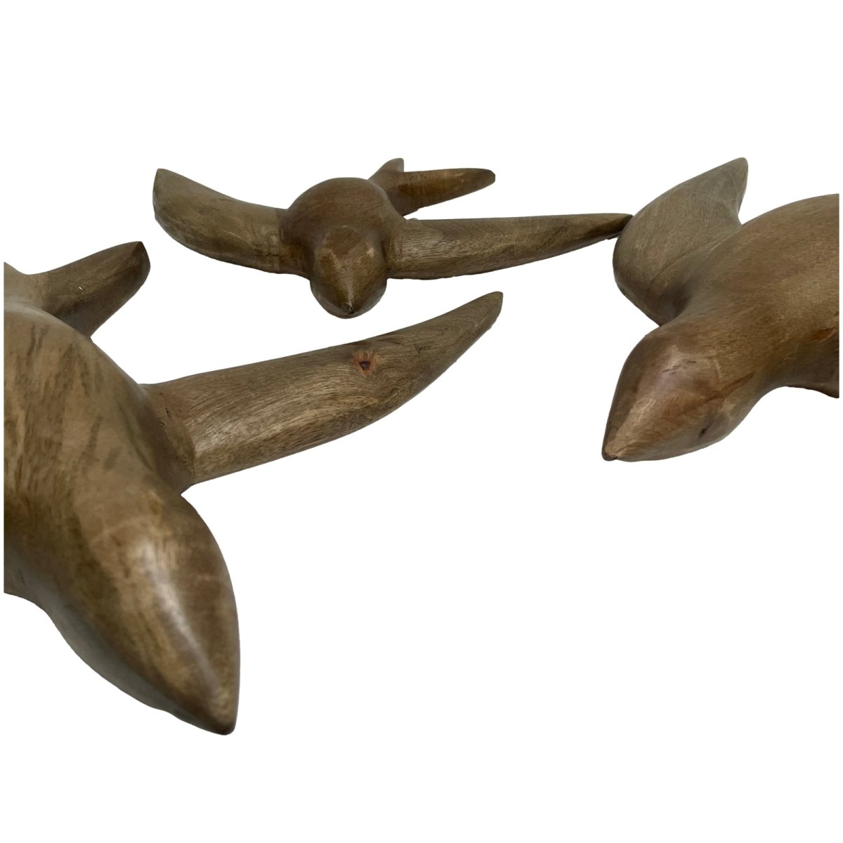 Mango wood decorative set of 3 birds - Rustic Furniture Outlet