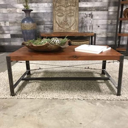 Monroe Industrial acacia coffee table - Rustic Furniture Outlet