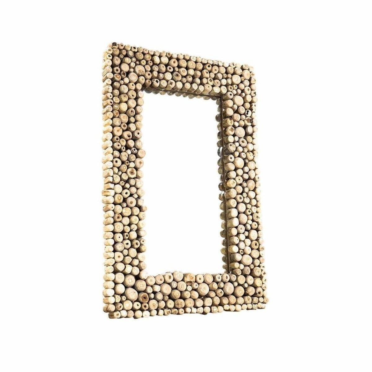 Nyra Rectangle Teak Wood Wall Mirror - Rustic Furniture Outlet