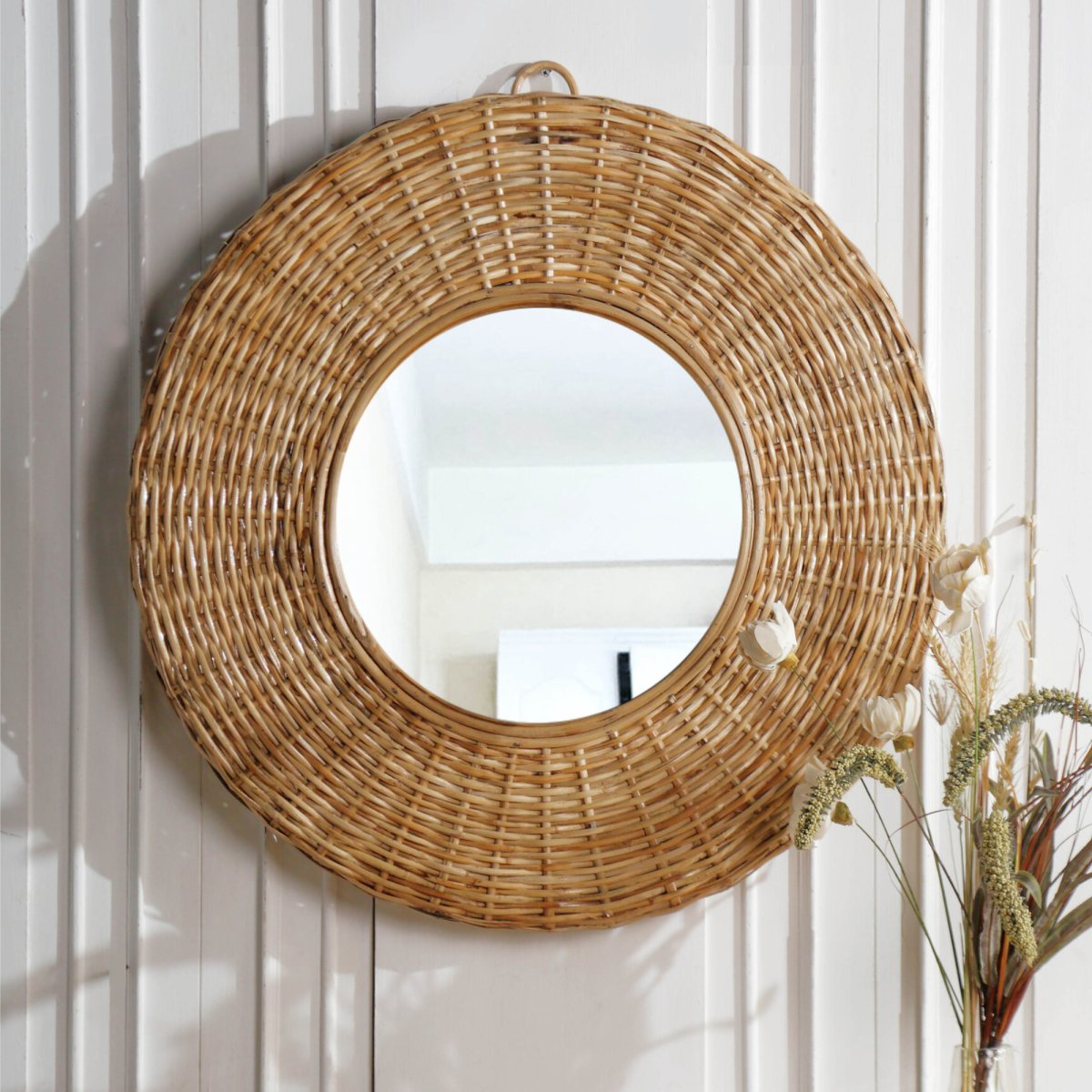 Rattan 30 inch Round Wall mirror – Rustic Furniture Outlet