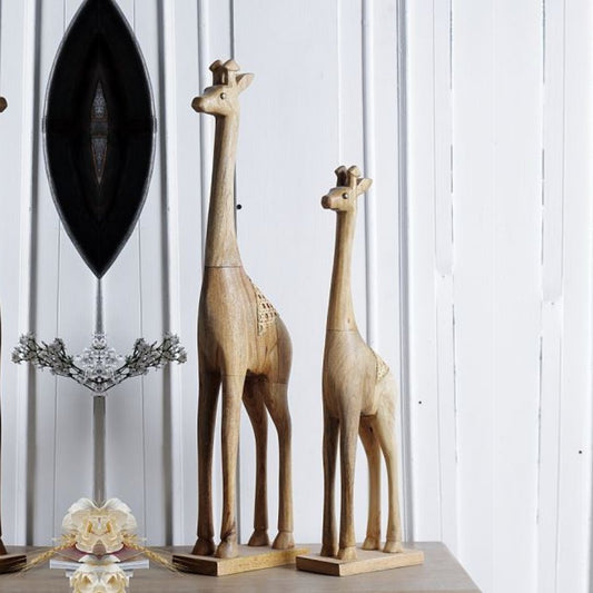 Set of 2 Mango wood Giraffe - Rustic Furniture Outlet