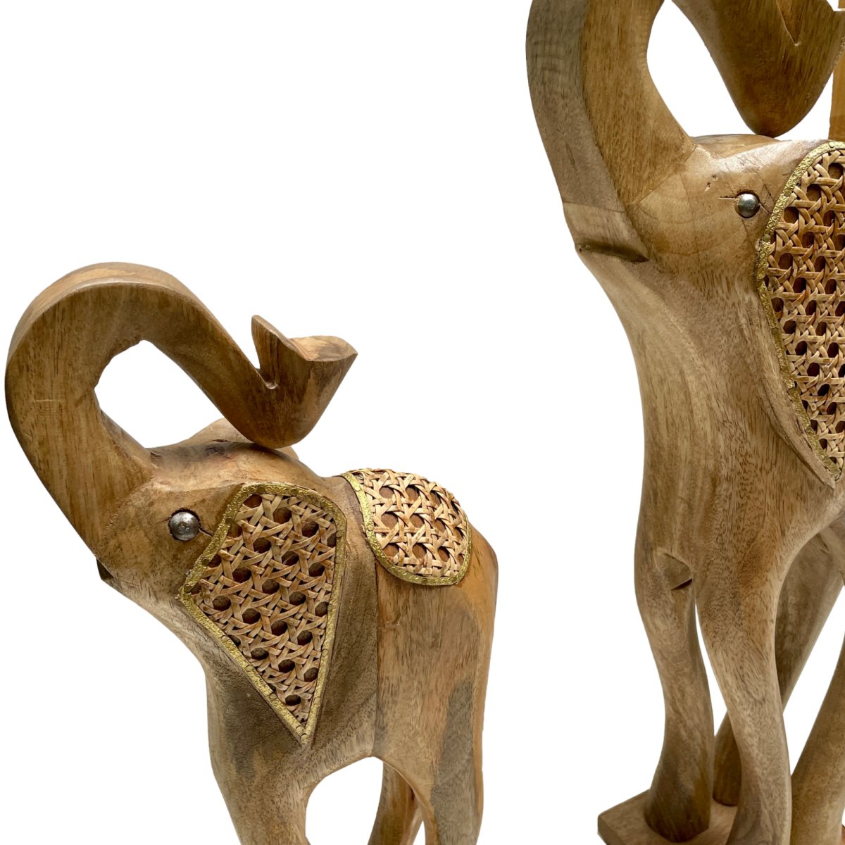 Set of 2 Mango wood sculture Elephants - Rustic Furniture Outlet