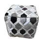 Silver/White Genuine Leather Cube pouf - Rustic Furniture Outlet