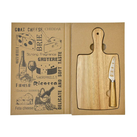 Petite planche à fromage en bois d'acacia avec coffret cadeau couteau - Rustic Furniture Outlet