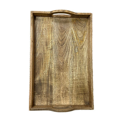 Small decorative hand carved Mango Wood tray - Rustic Furniture Outlet