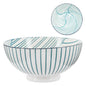 Teal Linear Leaf kiri Porcelain 8 inch Diameter Bowl - Rustic Furniture Outlet