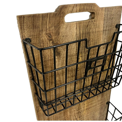 Three basket hanging organizer - Rustic Furniture Outlet