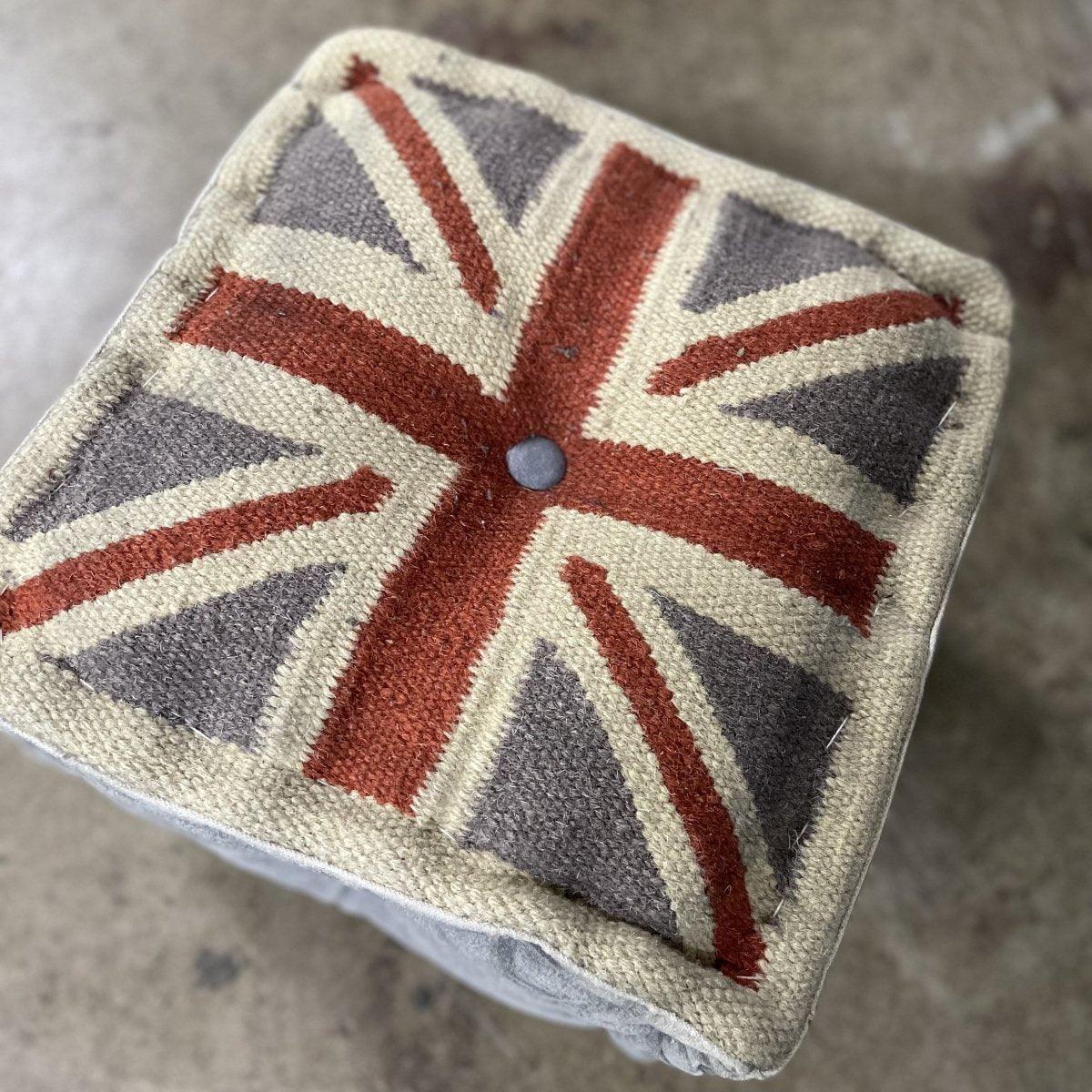 Union jack canvas pouf - Rustic Furniture Outlet