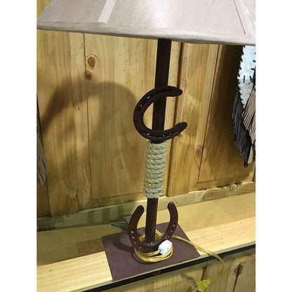 Western tall lamp with horse shoes - Rustic Furniture Outlet