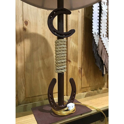 Western tall lamp with horse shoes - Rustic Furniture Outlet