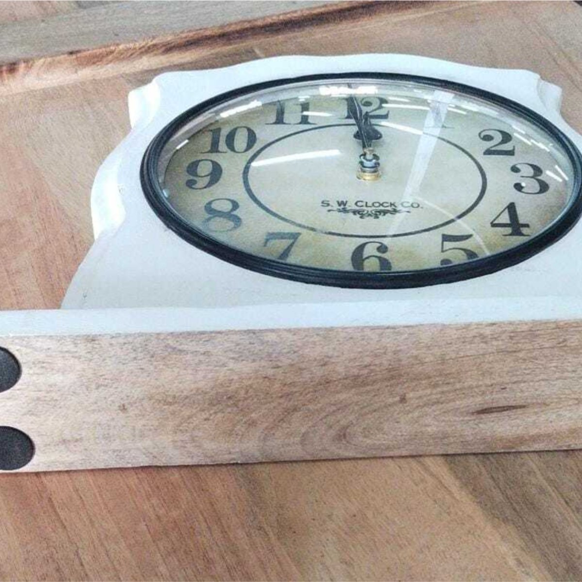 White Mantle Clock - Rustic Furniture Outlet